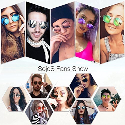 SOJOS Small Round Polarized Sunglasses For Women Men Classic Vintage Retro Shades UV400 SJ1014
