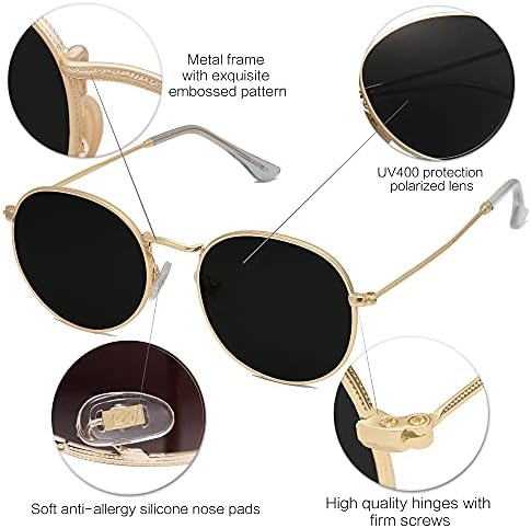 SOJOS Small Round Polarized Sunglasses For Women Men Classic Vintage Retro Shades UV400 SJ1014