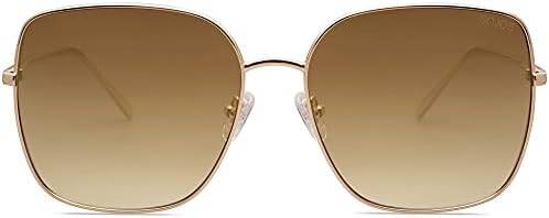 SOJOS Trendy Oversized Square Metal Frame Sunglasses For Women Men Retro Big Flat Lens UV Protection Sunglasses SJ1146