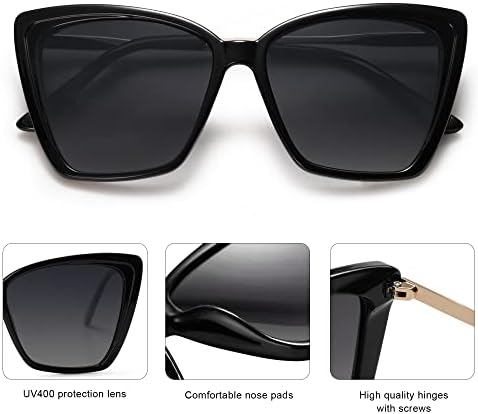 SOJOS Trendy Polarized Sunglasses For Women Retro Womens Oversized Square Cat Eye Sun Glasses UV Protection SJ2206
