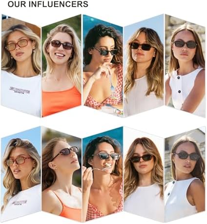 SOJOS Trendy Rectangle Polarized Sunglasses For Women Men Retro Small Thin Slim Narrow Square Sunnies SJ2610