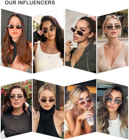 SOJOS Trendy Small Y2k Rectangle Sunglasses Womens Mens Retro Narrow Chic Thin Skinny Sunnies SJ1187