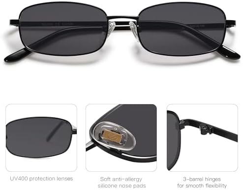 SOJOS Trendy Small Y2k Rectangle Sunglasses Womens Mens Retro Narrow Chic Thin Skinny Sunnies SJ1187