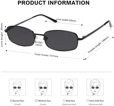 SOJOS Trendy Small Y2k Rectangle Sunglasses Womens Mens Retro Narrow Chic Thin Skinny Sunnies SJ1187