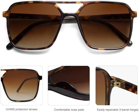 SOJOS Trendy Vintage Aviator Square Sunglasses For Womens Mens Retro 70s UV400 Women Sun Glasses SJ2327