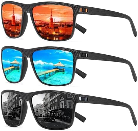 Square Polarized Sunglasses for Men and Women Lightweight Frame Sun Glasses with UV Protection
