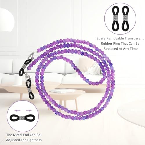 Stylish Eyeglass Chain Healing Crystal Chains Beaded Sunglass Chain Women Eyewear Retainer Chain Around Neck Wear