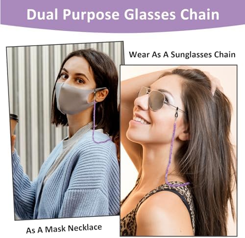 Stylish Eyeglass Chain Healing Crystal Chains Beaded Sunglass Chain Women Eyewear Retainer Chain Around Neck Wear