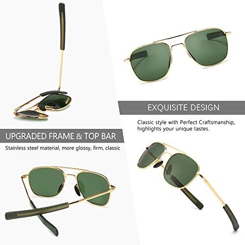 SUNGAIT Men's Military Style Polarized Pilot Aviator Sunglasses Bayonet Temples