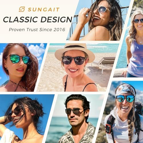 SUNGAIT Premium Vintage Round Sunglasses For Women Men Classic Retro Trendy Style