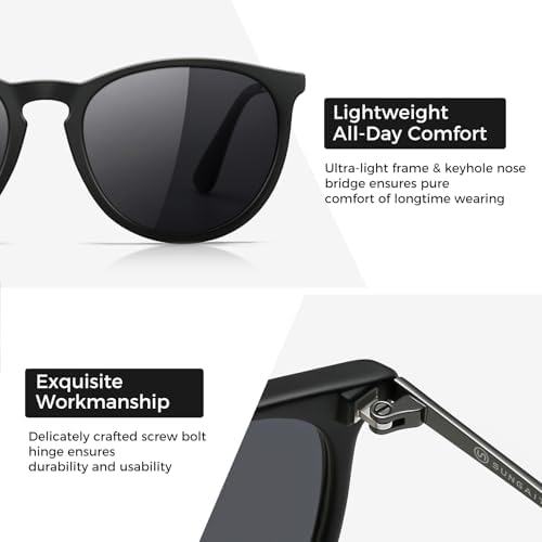 SUNGAIT Premium Vintage Round Sunglasses For Women Men Classic Retro Trendy Style