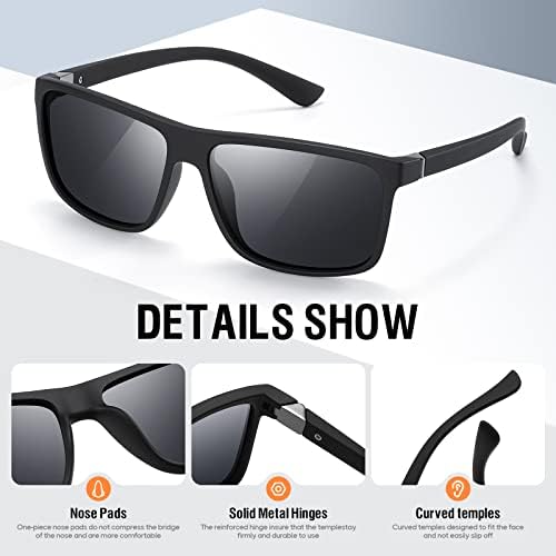Sunglasses Men Polarized Sunglasses For Mens And Womens Black Retro Sun Glasses Driving Fishing UV Protection