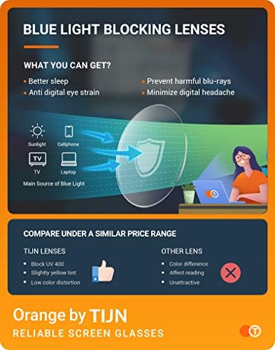 TIJN Blue Light Blocking Glasses Men Women Vintage Thick Round Rim Frame Eyeglasses