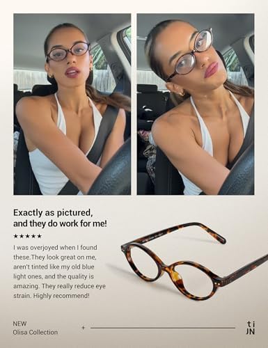 TIJN Olisa Blue Light Blocking Glasses For Women Men Oval Glasses Frame Bluelight Glasses For Gaming/Computer/Screen