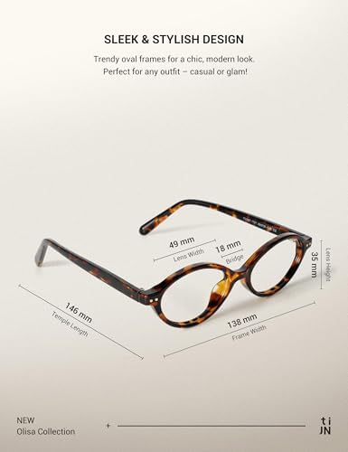 TIJN Olisa Blue Light Blocking Glasses For Women Men Oval Glasses Frame Bluelight Glasses For Gaming/Computer/Screen