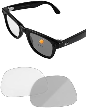 Transitions Lenses for Ray-Ban Meta Wayfarer RW4008 53mm (Large) Clear-to-Gray Replacement Smart Eyeglass Lenses For Men & Women Scratch-Resistant & Ultra Tough