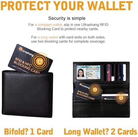 Ultrashang 2Pcs RFID Blocking Card Fuss-free Protection For Entire Wallet Shield Credit Card Protector NFC Bank Debit Blocker Identity Theft Prevention For Passport Travel Security (Ver. 2.0)