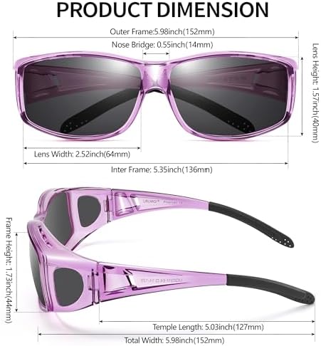 URUMQI Polarized Sunglasses Fit Over Glasses For Men Women Wrap-around Driving Sunglasses 100% UV Protection