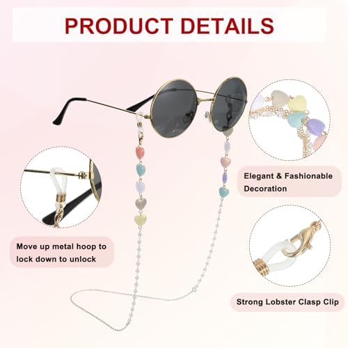 Uxcell Beads Eyeglass Chain Pearl Glasses Strap Eyewear Retainer Chain Around Neck Sunglass Holder For Girls Women
