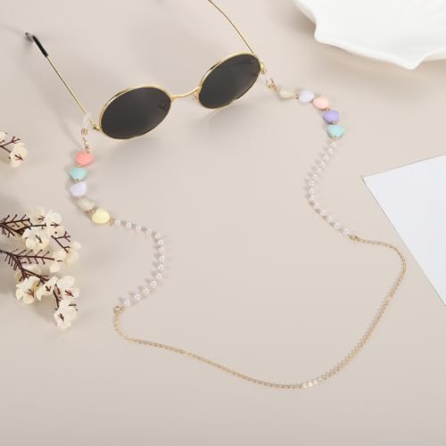 Uxcell Beads Eyeglass Chain Pearl Glasses Strap Eyewear Retainer Chain Around Neck Sunglass Holder For Girls Women