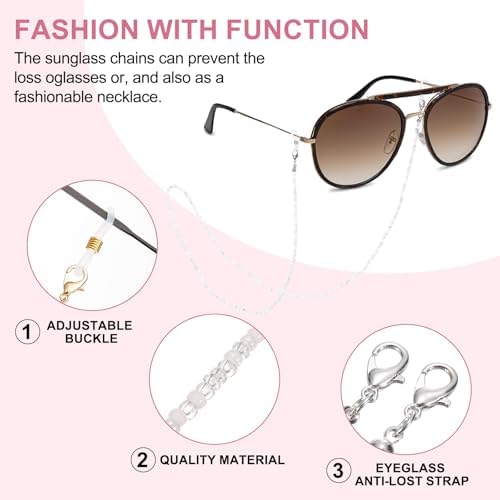 Uxcell Eyeglass Chains For Women Eyeglass Holder Bead Chains Adjustable Sunglasses Lanyards Holder Chains For Glass