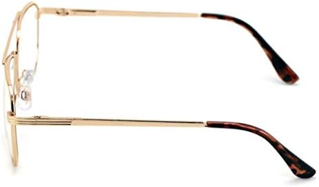 V.W.E. Metal Tear Drop Clear Len Glasses - Big Lens Spring Hinge Square Fashion Gold Gunmetal