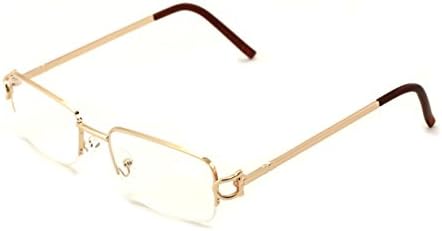 V.W.E. Rectangular Frame Clear Lens Designer Half Rim Eyeglasses Metal Glasses