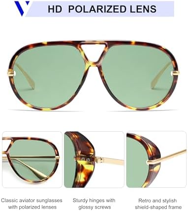 VANLINKER Oversized Trendy Polarized Aviator Sunglasses For Women Men Retro Round Sunglasses Vintage Shield Shades VL9798