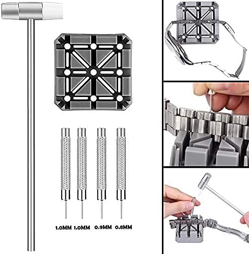 Watch Band Strap Link Pins Remover Repair Tool 24 In 1 Kit With 6 Extra Tips Replacement 20PCS Cotter Pin Spring Bar Tool Set 1PCS Head Hammer