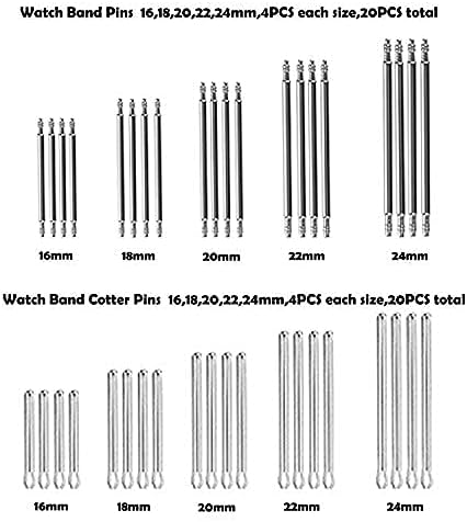 Watch Band Strap Link Pins Remover Repair Tool 24 In 1 Kit With 6 Extra Tips Replacement 20PCS Cotter Pin Spring Bar Tool Set 1PCS Head Hammer