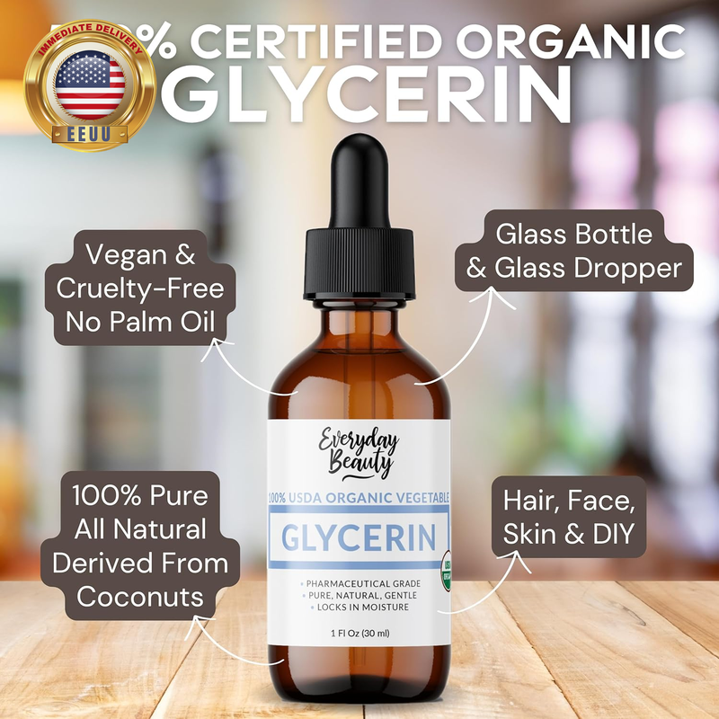 100% Organic Glycerin - For Skin & Hair - Food Grade - USDA Certified - Not From
