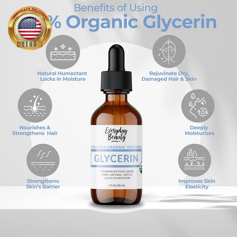 100% Organic Glycerin - For Skin & Hair - Food Grade - USDA Certified - Not From