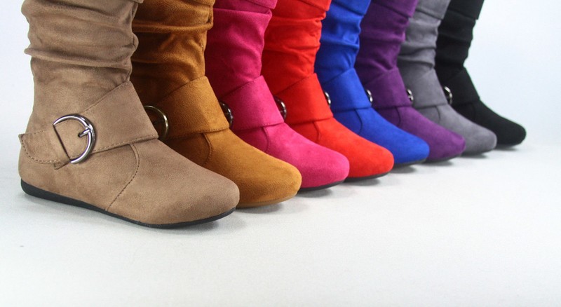 12 Colors Cute Causal Flat Buckle Zip Mid-Calf Girl's Kid's Boots Size 9 - 4 NEW