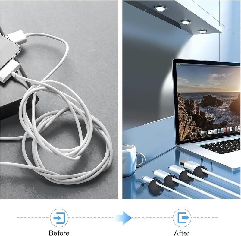 12 Pack Cable Clips Cord Organizer Holder Adhesive Cable Management For Desk