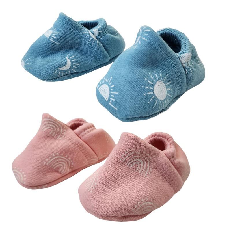 2 Moon and Stars Rainbow Baby Booties 0 Pink in Gift Box
