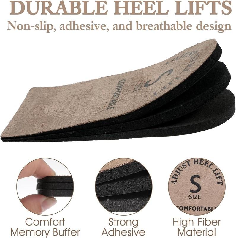 2 Pack Adjustable Heel Lifts Brown Shoe Inserts (Small) Cushioned Comfort Pads