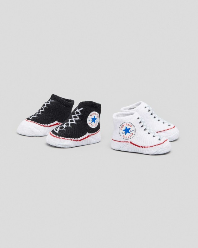 2 Pair Converse Chuck Taylor 0-6 Months Baby BOOTIES Infant Black White Gift B4