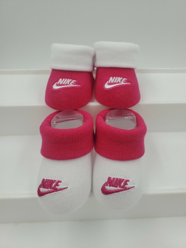 2 Pair Nike Baby Girls BOOTIES Size 0-6 Months Pink Shower Gift B26