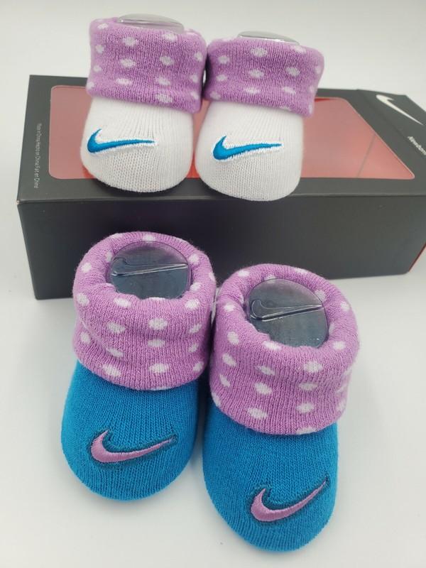 2 Pair Nike Baby Girls Booties Size 0-6 Months Purple Blue Shower Gift MPA