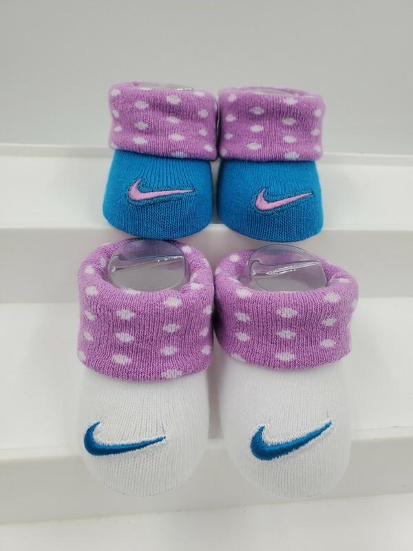 2 Pair Nike Baby Girls Booties Size 0-6 Months Purple Blue Shower Gift MPA