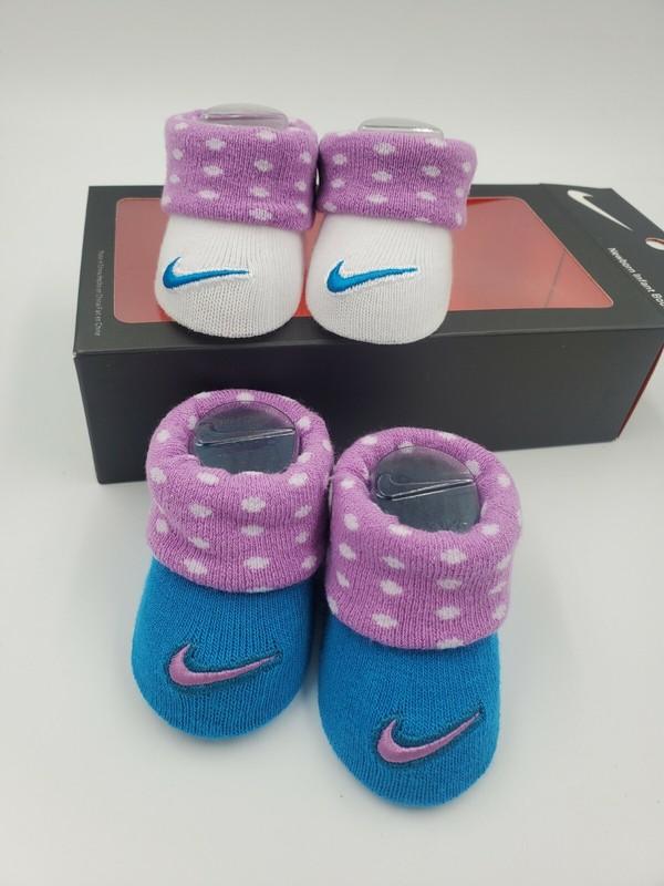 2 Pair Nike Baby Girls Booties Size 0-6 Months Purple Blue Shower Gift MPA