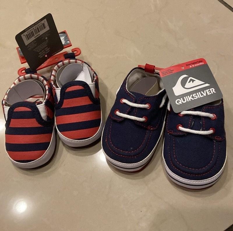2 Pairs New Quicksilver Baby Crib Shoes Sneakers