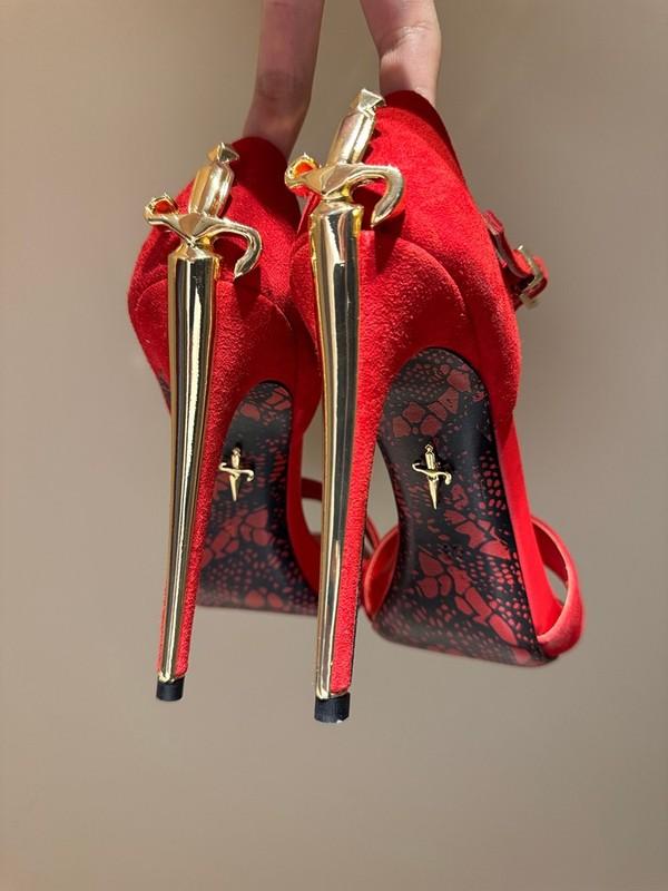 2025 Genuine Leather Metal Metal High Heels Fashion Runway High-heeled Sandals