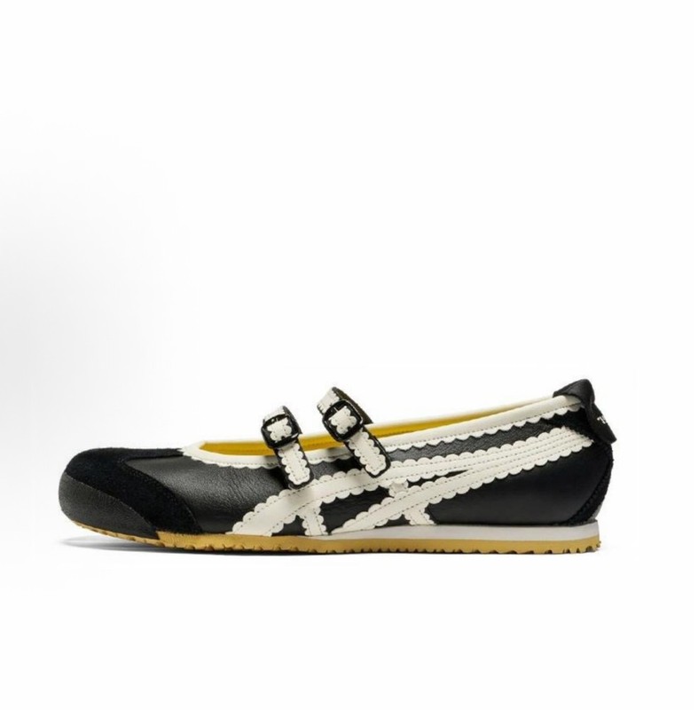 2025 Patou X Onitsuka Tiger Mexico 66 Mary Jane Shoes Black/White Ballet Flats