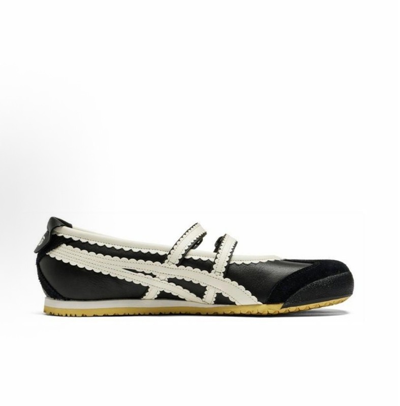 2025 Patou X Onitsuka Tiger Mexico 66 Mary Jane Shoes Black/White Ballet Flats