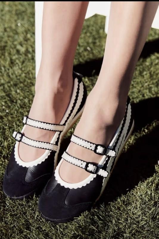 2025 Patou x Onitsuka Tiger Mexico 66 Mary Jane Shoes Black/White Ballet Flats
