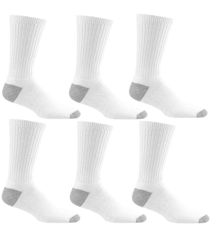 3 / 24 Pairs Men Solid Sports Athletic Work Plain Crew Cotton Socks Size 9-11