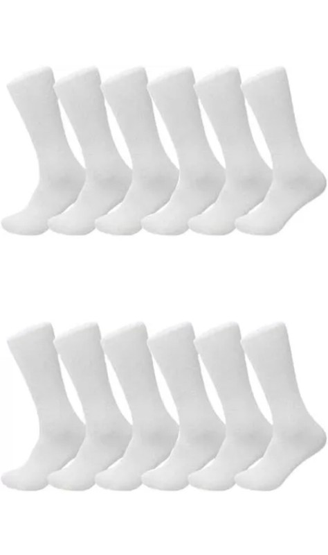 3 / 24 Pairs Men Solid Sports Athletic Work Plain Crew Cotton Socks Size 9-11