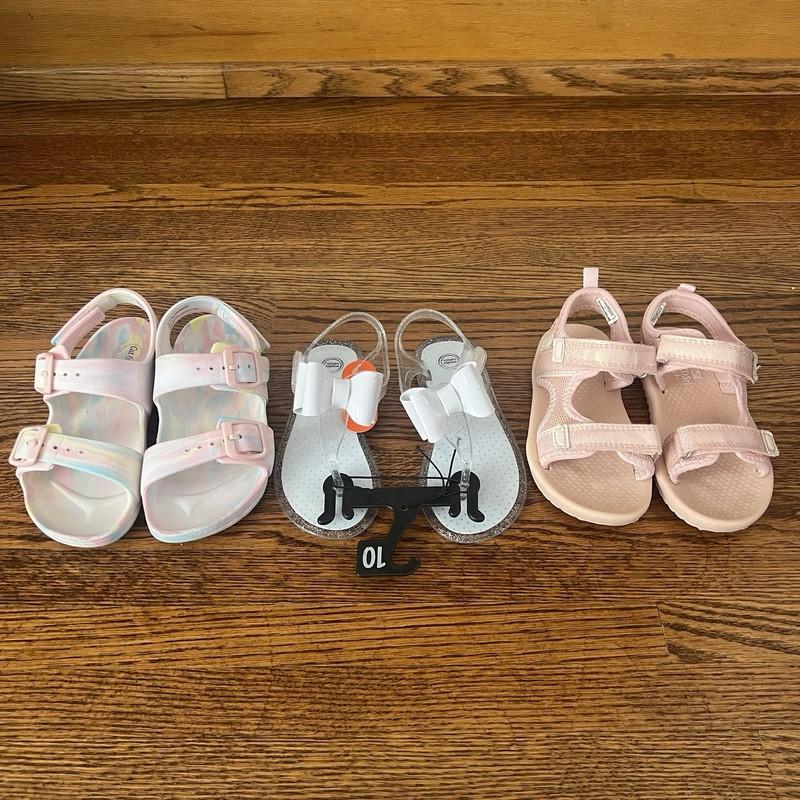 3 pair toddler sandal lot size 10 Cat & Jack Wonder Nation Osh Kosh B’Gosh