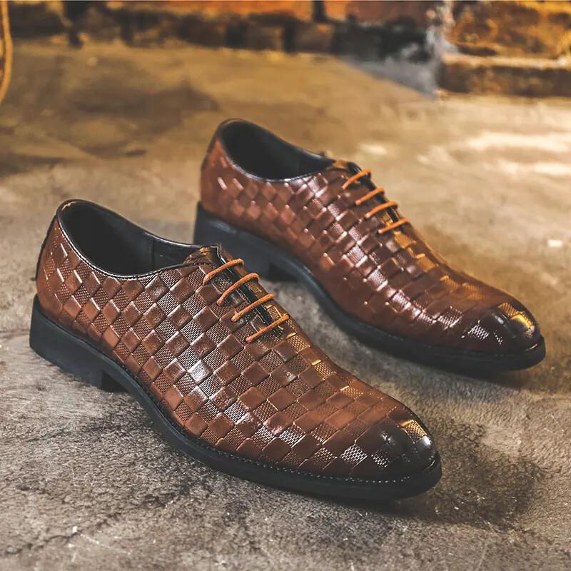 38-46 American Style Men Lace Up Formal Dress Business Faux Leather Shoes Casual